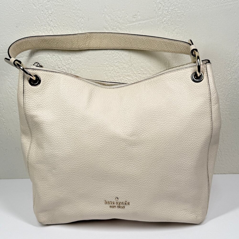 Kate Spade Kat Shoulder Bag Off White Pebbled Leather Slouchy Hobo